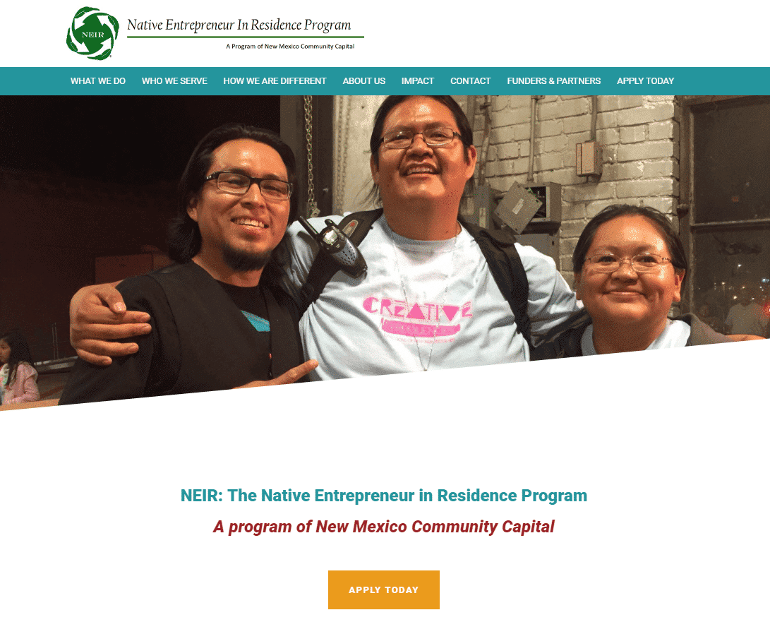 Screenshot of Native Entrepreneur in Residence Program