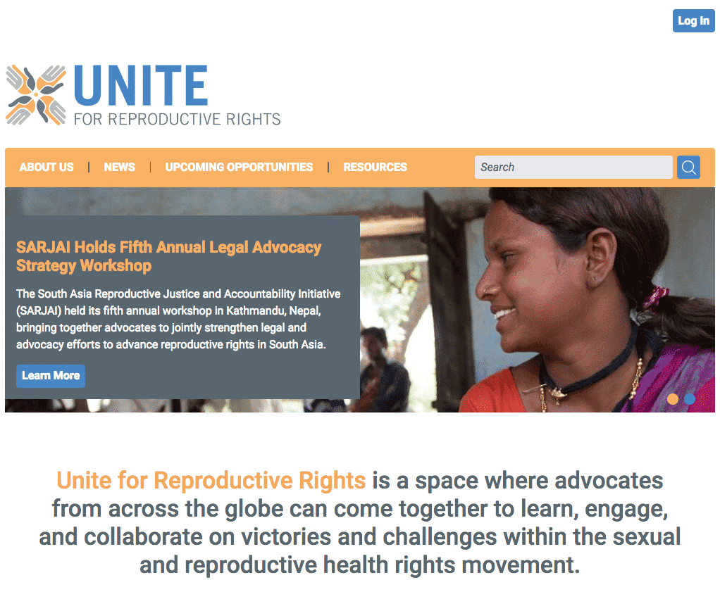 Screenshot of Unite for Reproductive Rights