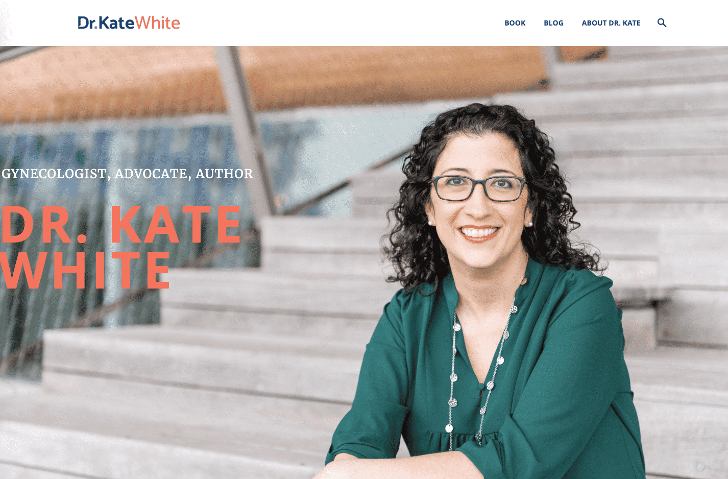 Screenshot of Dr. Kate White Shares Her Wisdom and Work Through New Professional Website