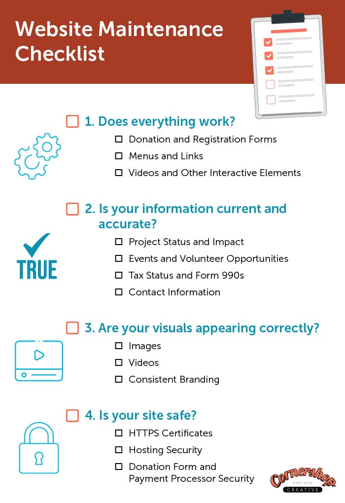 Use this nonprofit website maintenance checklist to audit your own site!