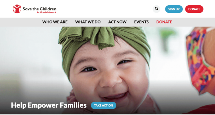 Save the Children Action Network Website Homepage