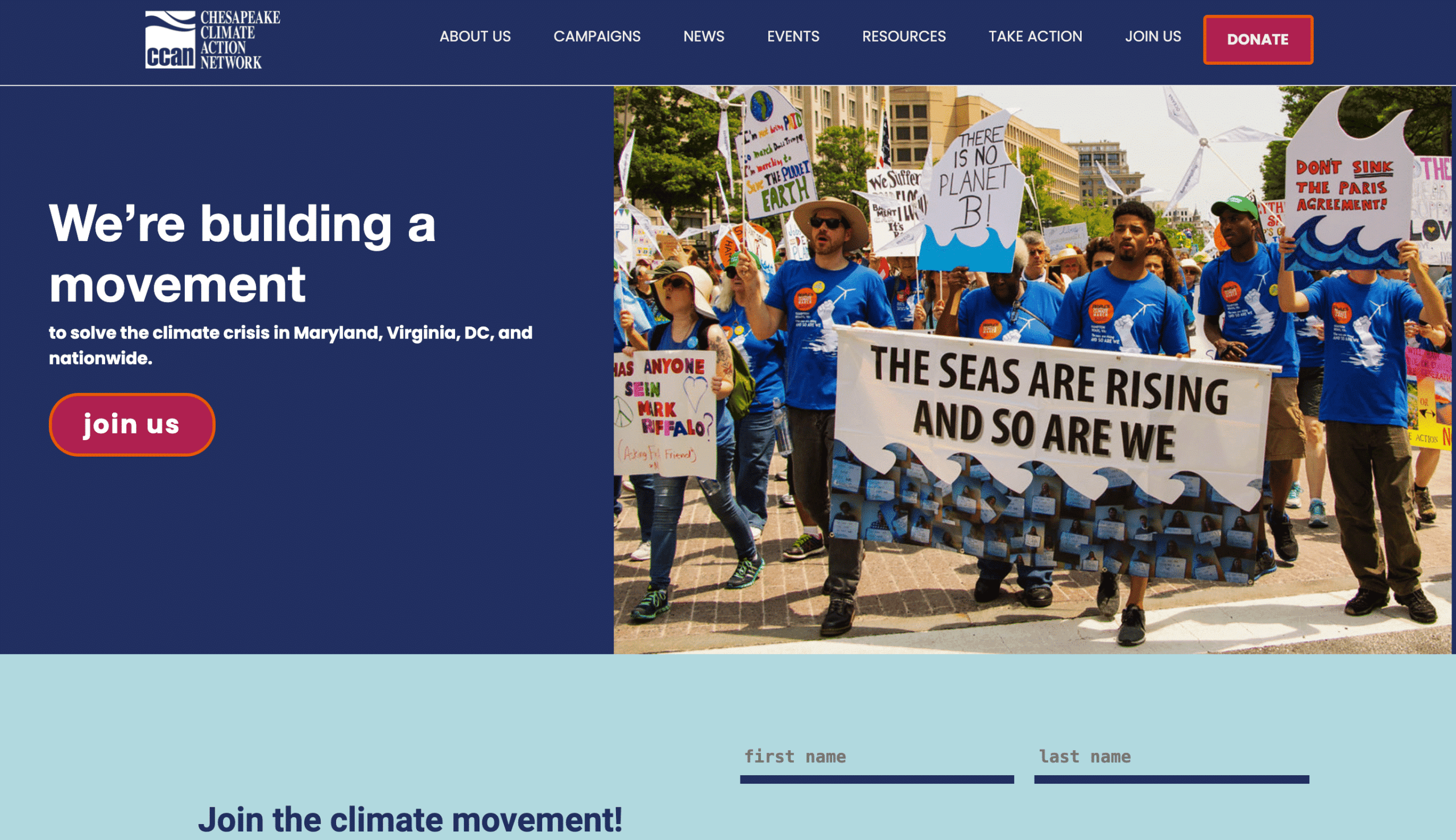 Screenshot of Grassroots Org Increases Site Action Engagement With New Website Design