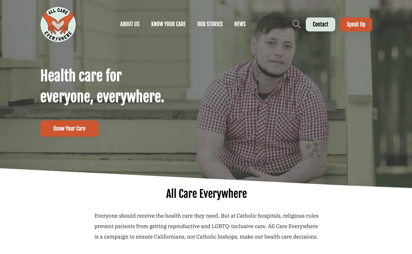 Screenshot of All Care Everywhere Advocates for Better Health Services With a Custom Campaign Site