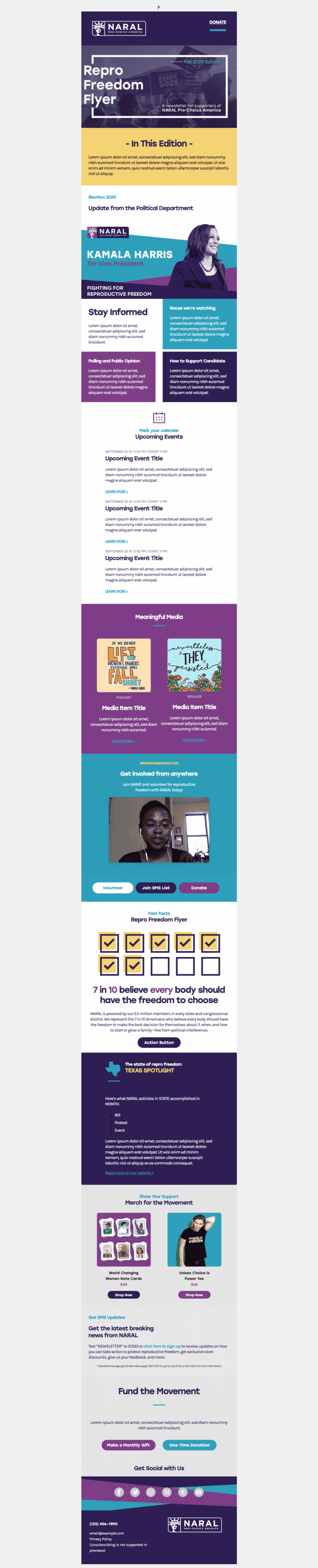 NARAL email newsletter template