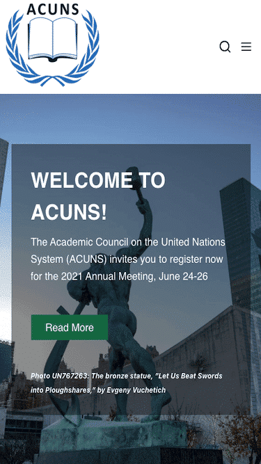 Screenshot of ACUNS Mobile Website