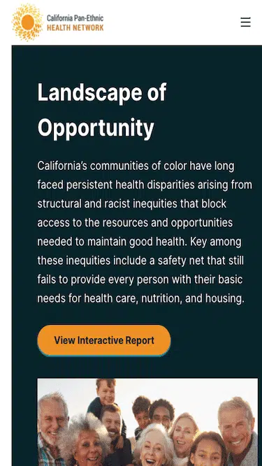 Screenshot of California Pan-Ethnic Health Network Mobile Website