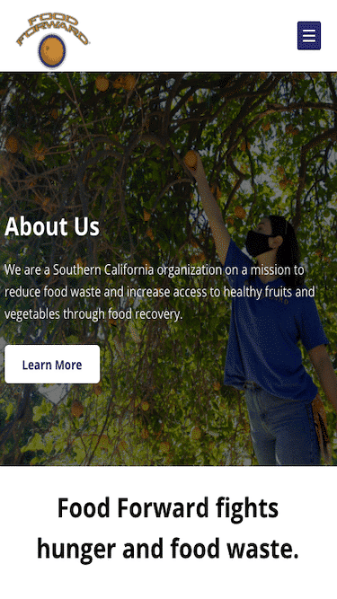 Screenshot of Food Forward Mobile Website