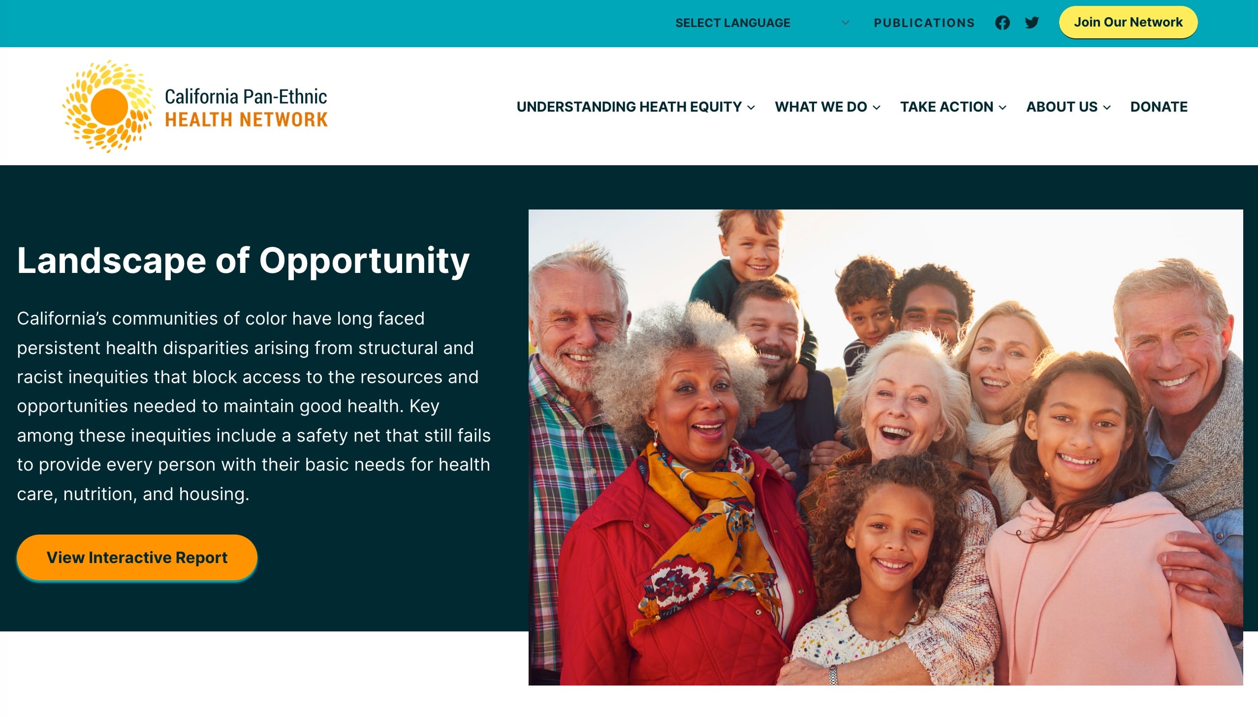 Screenshot of Pan-Ethnic Health Network Advocates with New Website