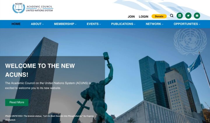 Screenshot of the ACUNS website