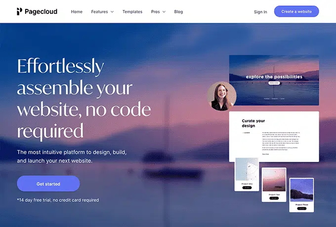 Screenshot of the nonprofit website builder PageCloud