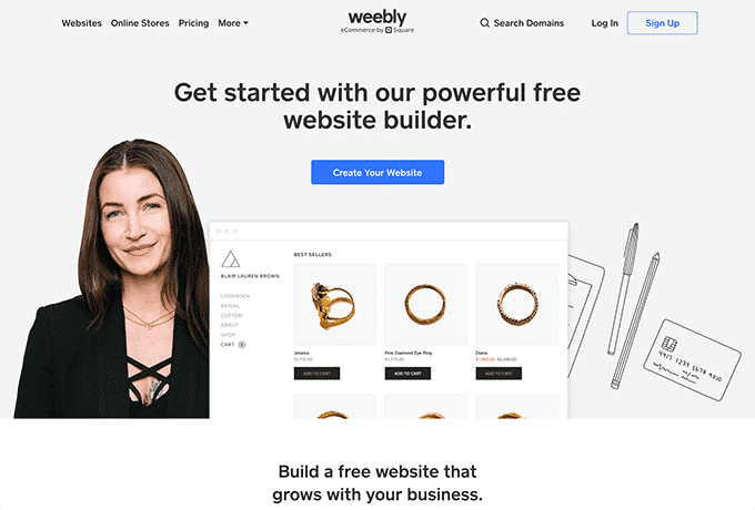 Screenshot of the nonprofit website builder Weebly