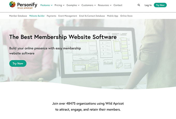 Screenshot of the nonprofit website builder Wild Apricot