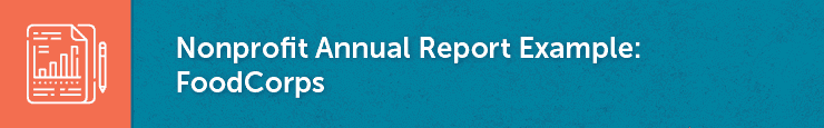 Check out this example of a nonprofit annual report by FoodCorps.