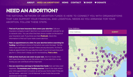 National Network of Abortion Funds Funding Search Map