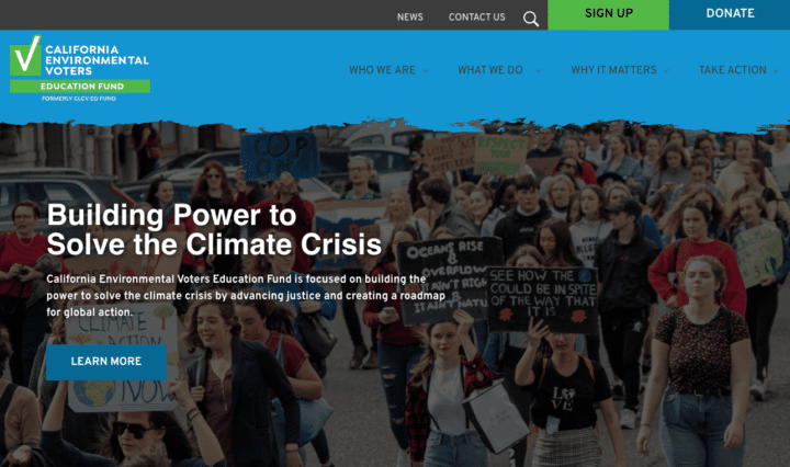 Homepage for the California Environmental Voters Education Fund Website