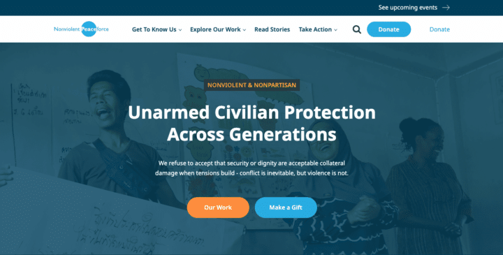 Nonviolent Peaceforce Website Homepage