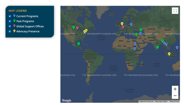 Nonviolent Peaceforce map