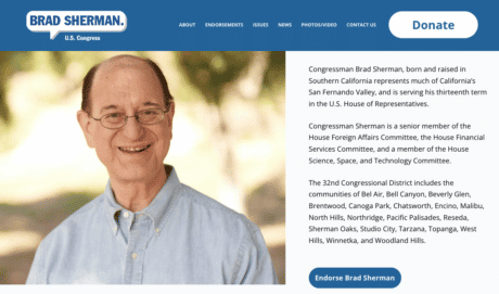 Website Homepage for Congressman Brad Sherman