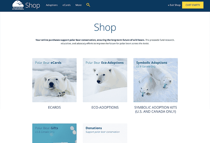 This is a screenshot of Polar Bears International, one of Cornershop Creative's clients.