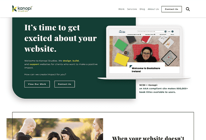 This is a screenshot for the nonprofit website design company Kanopi, which is great at assisting nonprofits with Drupal.