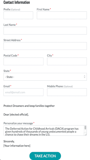 SCAN Advocacy Form Mobile View