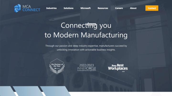 MCA Connect Website Homepage