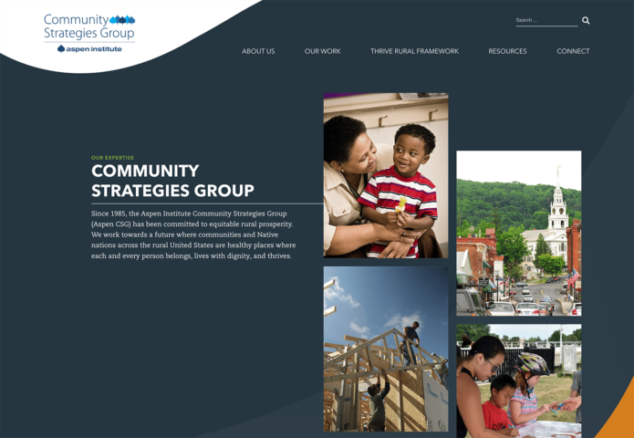 The Aspen Community Strategies Group website illustrates this nonprofit web design best practice.