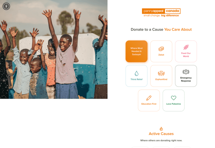 The Penny Appeal Canada website uses the nonprofit web design best practice of prioritizing website security.