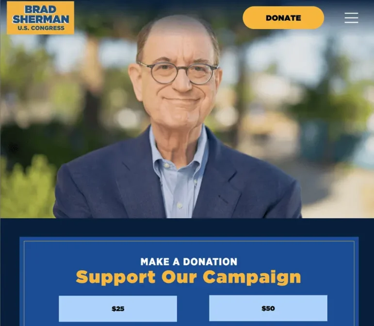 Congressman Brad Sherman's website is a powerful political campaign website example thanks to its use of branding and effective layouts.