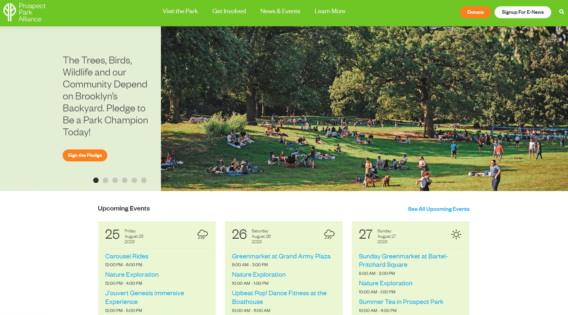 Screenshot of Prospect Park Alliance – Forms and Events