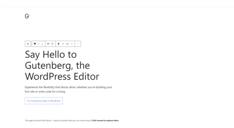 Gutenberg is the default WordPress visual builder.