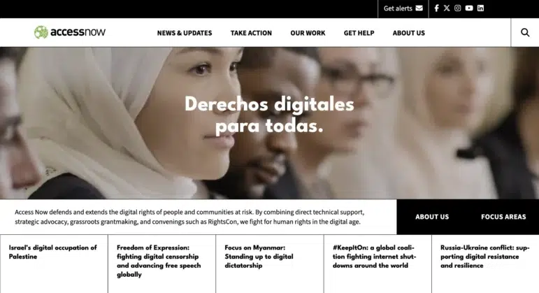 The Access Now website was built using WordPress.