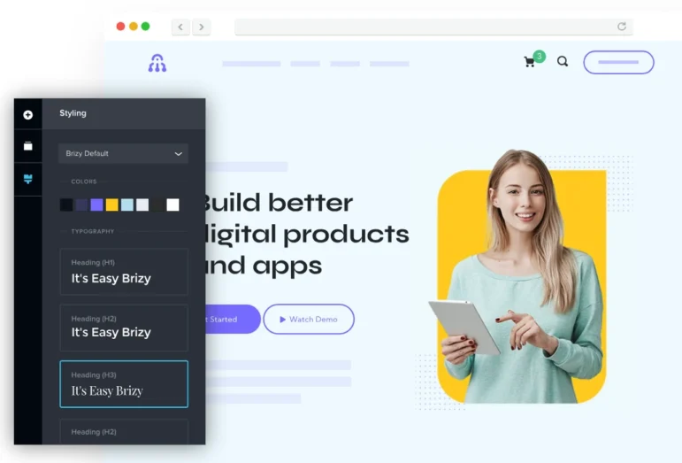 Brizy is a WordPress visual builder that enables your nonprofit to adjust multiple elements at once and restore previous versions.