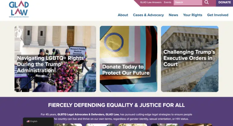 The GLAD website was built using WordPress.