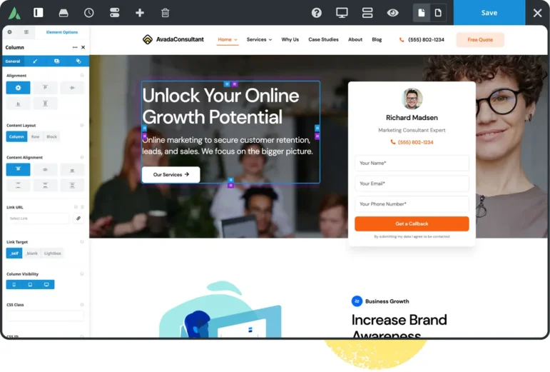 Avada is a WordPress visual builder that works for nonprofits with all design skill levels.
