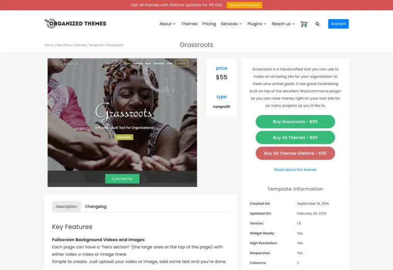 Grassroots is one of the best WordPress themes for nonprofit organizations that offers advanced fundraising functionality.