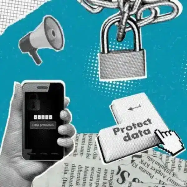 A lock and data encryption symbols that represent site security.